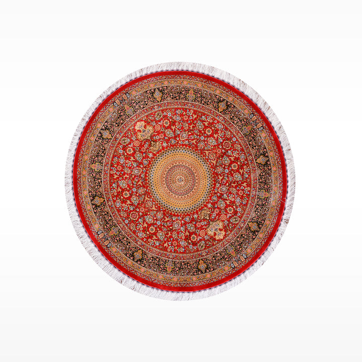 İran Kubbe Kırmızı Modal İpeği Halı 150x150 2.25 Metrekare - 5x5 ft