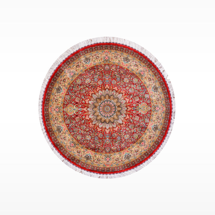 İran Kubbe Kırmızı Modal İpeği Halı 150x150 2.25 Metrekare - 5x5 ft