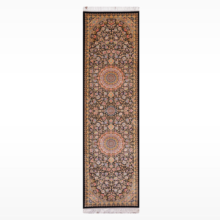 İran Tebriz Lacivert Modal İpeği Halı 0.80x300 2.4 Metrekare - 3x10 ft