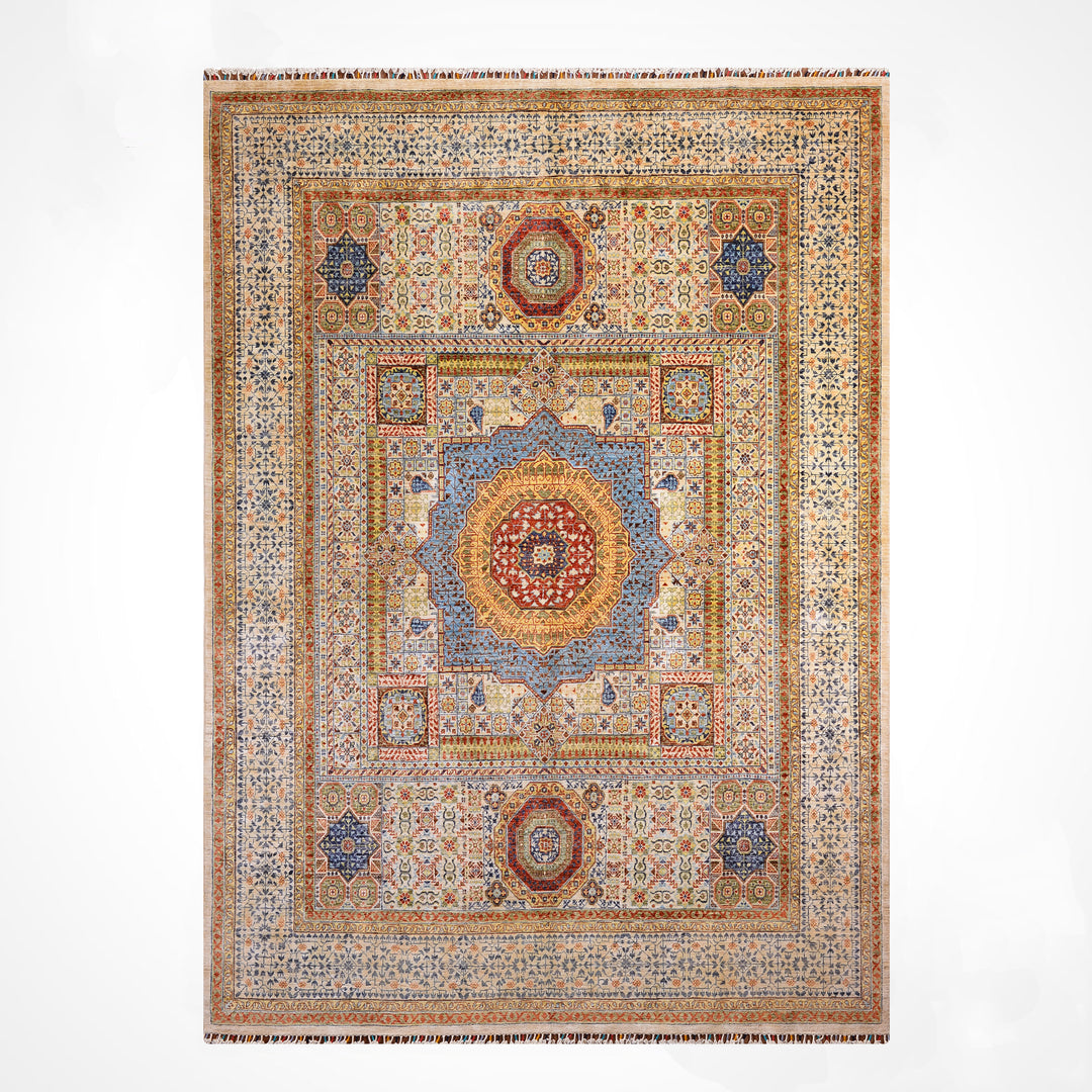 Mamluk Original Hand-Woven Beige Vegetable Dyed Wool Rug 248x303 7.51 Square Meters - 7x10 ft
