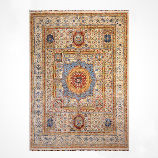 Mamluk Original Hand-Woven Beige Vegetable Dyed Wool Rug 248x303 7.51 Square Meters - 7x10 ft