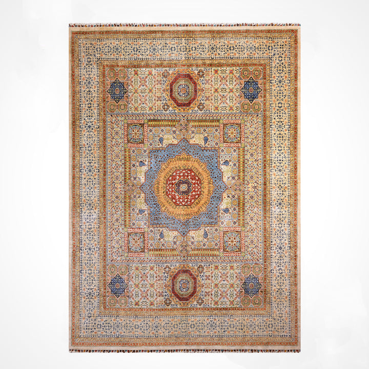 Mamluk Original Hand-Woven Beige Vegetable Dyed Wool Rug 248x303 7.51 Square Meters - 7x10 ft