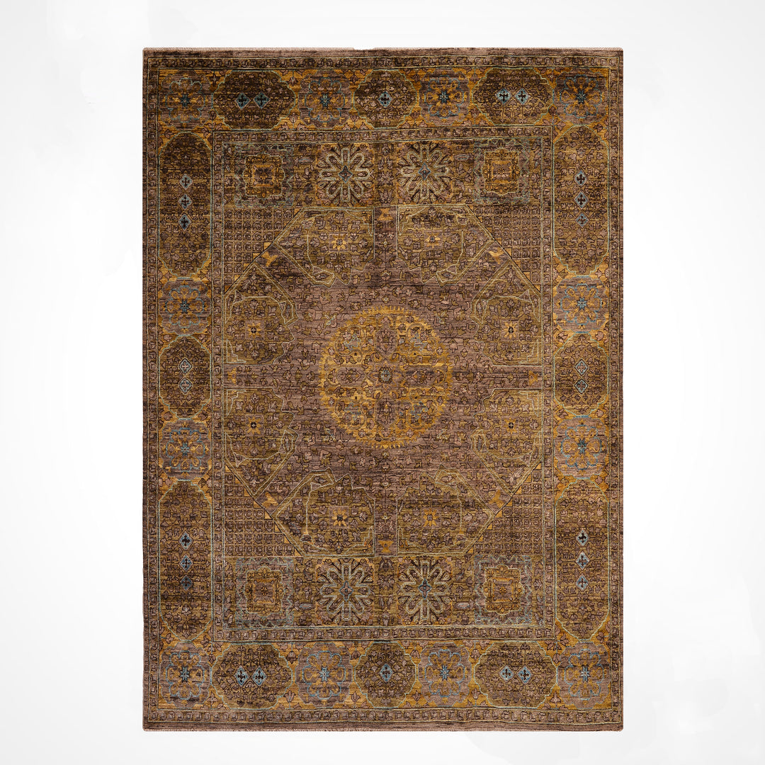 Selçuklu Orijinal El Dokuması Yeşil Kök Boya Yün Halı 244x296 7.22 Metrekare - 7x10 ft