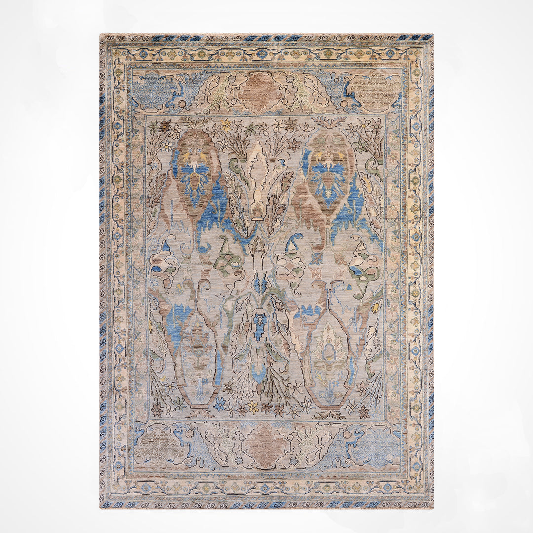 Selçuklu Orijinal El Dokuması Bej Kök Boya Yün Halı 182x275 5.01 Metrekare - 7x10 ft