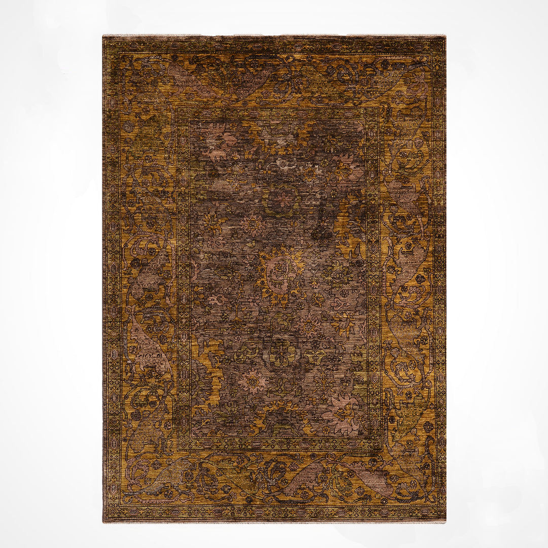 Selçuklu Orijinal El Dokuması Kahverengi Kök Boya Yün Halı 186x266 4.95 Metrekare - 7x10 ft