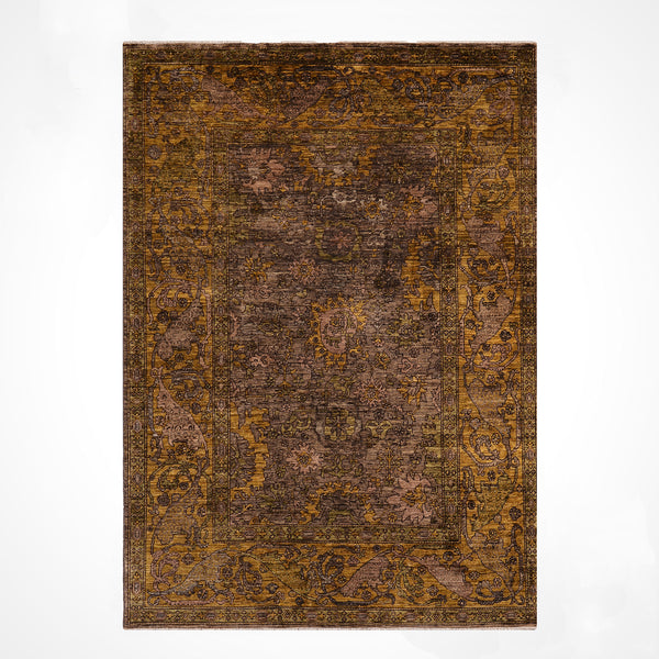 Selçuklu Orijinal El Dokuması Kahverengi Kök Boya Yün Halı 186x266 4.95 Metrekare - 7x10 ft