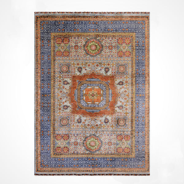 Memlük Orijinal El Dokuması Gri Kök Boya Yün Halı 173x231 4 Metrekare - 5x8 ft