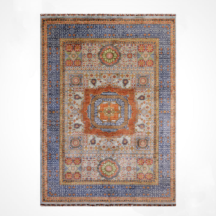 Memlük Orijinal El Dokuması Gri Kök Boya Yün Halı 173x231 4 Metrekare - 5x8 ft