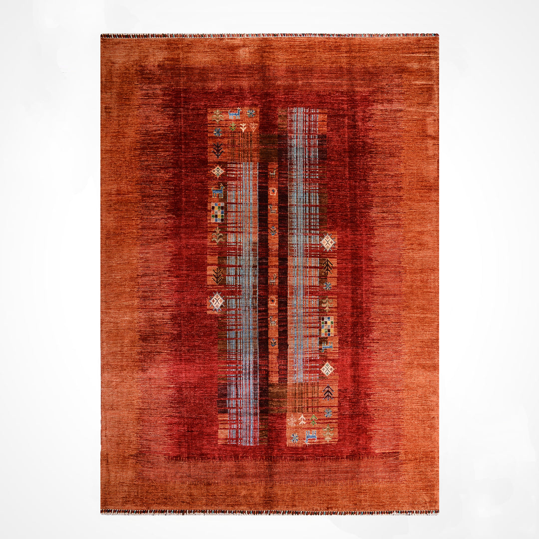 Khorjin Orijinal El Dokuması Kırmızı Kök Boya Yün Halı 247x299 7.39 Metrekare - 7x10 ft