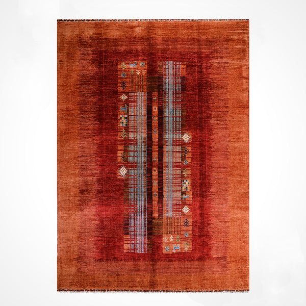 Khorjin Orijinal El Dokuması Kırmızı Kök Boya Yün Halı 247x299 7.39 Metrekare - 7x10 ft
