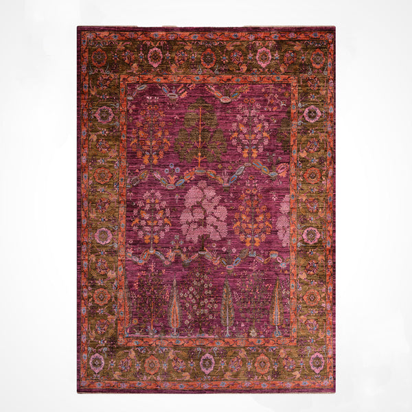 Selçuklu Orijinal El Dokuması Pembe Kök Boya Yün Halı 247x299 7.39 Metrekare - 7x10 ft