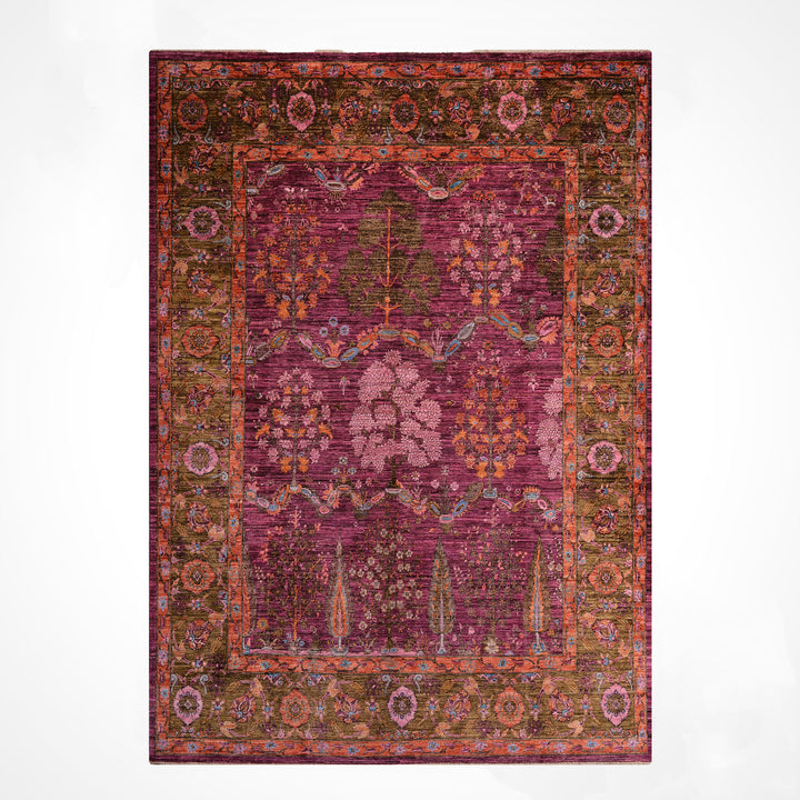Selçuklu Orijinal El Dokuması Pembe Kök Boya Yün Halı 247x299 7.39 Metrekare - 7x10 ft