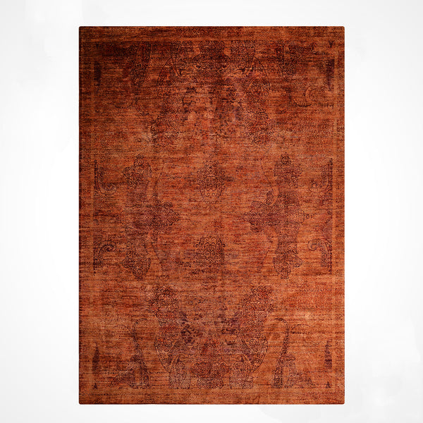 Selçuklu Orijinal El Dokuması Turuncu Kök Boya Yün Halı 275x359 9.87 Metrekare - 9x12 ft