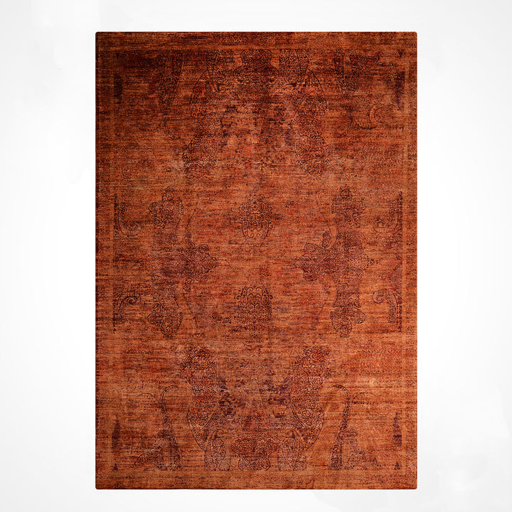 Selçuklu Orijinal El Dokuması Turuncu Kök Boya Yün Halı 275x359 9.87 Metrekare - 9x12 ft