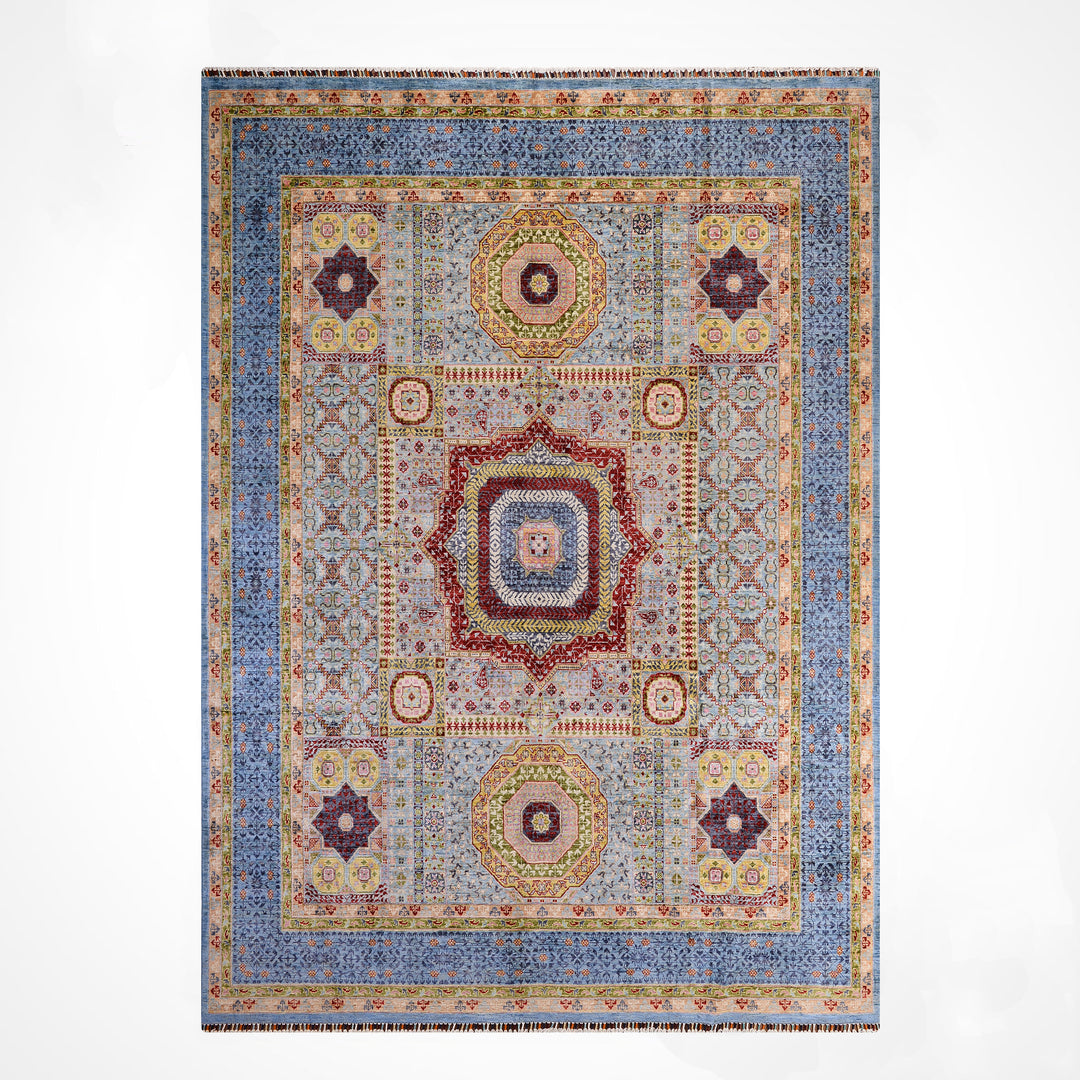 Memlük Orijinal El Dokuması Gri Kök Boya Yün Halı 247x295 7.29 Metrekare - 7x10 ft