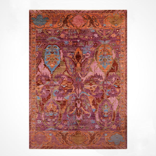 Selçuklu Orijinal El Dokuması Turuncu Kök Boya Yün Halı 199x297 5.91 Metrekare - 7x10 ft