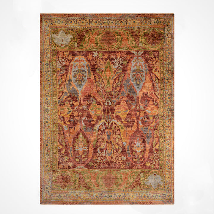 Selçuklu Orijinal El Dokuması Turuncu Kök Boya Yün Halı 246x303 7.53 Metrekare - 7x10 ft