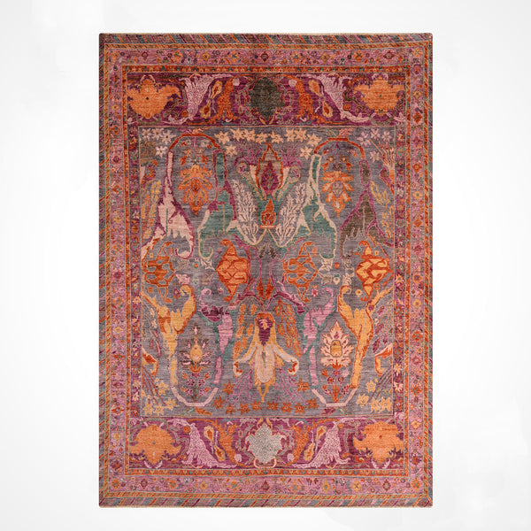 Selçuklu Orijinal El Dokuması Pembe Kök Boya Yün Halı 252x298 7.51 Metrekare - 7x10 ft