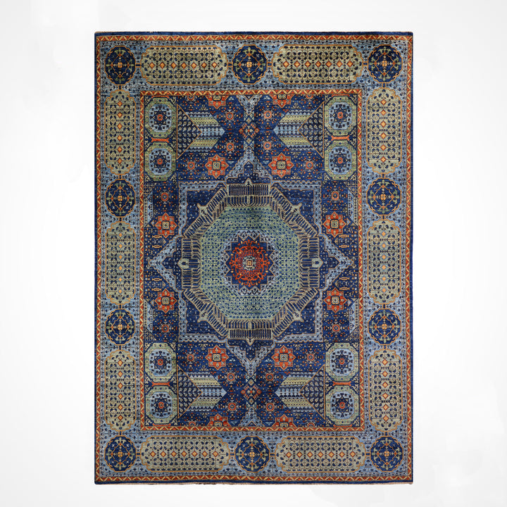 Selçuklu Orijinal El Dokuması Mavi Kök Boya Yün Halı 276x353 9.74 Metrekare - 9x12 ft