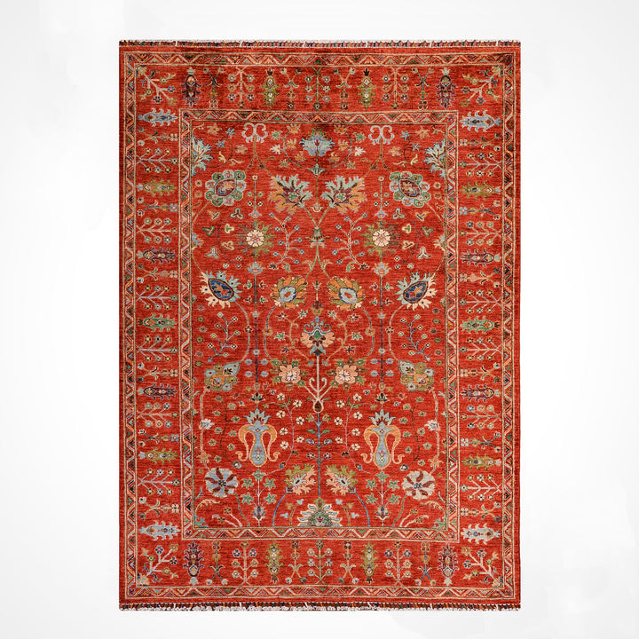 Sultani Çiçekli Orijinal El Dokuması Kırmızı Kök Boya Yün Halı 176x248 4.36 Metrekare - 5x8