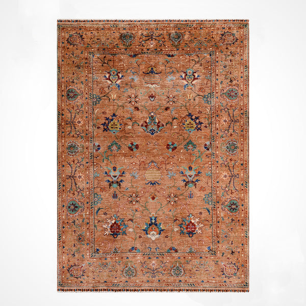 Sultani Binbirgece Orijinal El Dokuması Somon Kök Boya Yün Halı 177x247 4.25 Metrekare - 5x8 ft