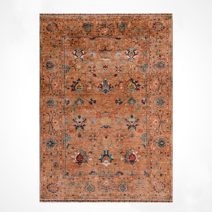 Sultani Binbirgece Orijinal El Dokuması Somon Kök Boya Yün Halı 177x247 4.25 Metrekare - 5x8 ft