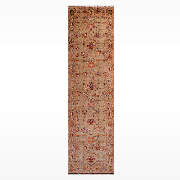 Sultani Binbirgece Yolluk Orijinal El Dokuması Bej Kök Boya Yün Halı 117x394 4.61 Metrekare - 4x13 ft