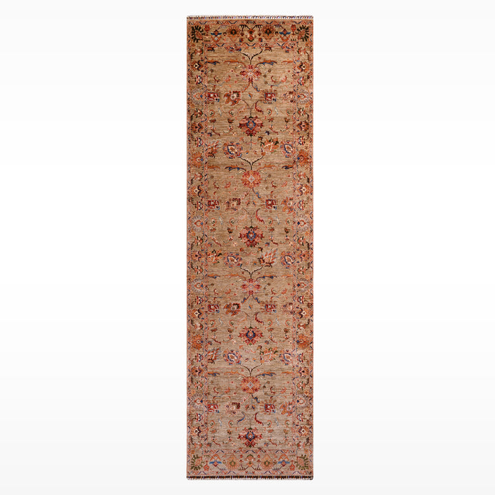 Sultani Binbirgece Yolluk Orijinal El Dokuması Bej Kök Boya Yün Halı 117x394 4.61 Metrekare - 4x13 ft