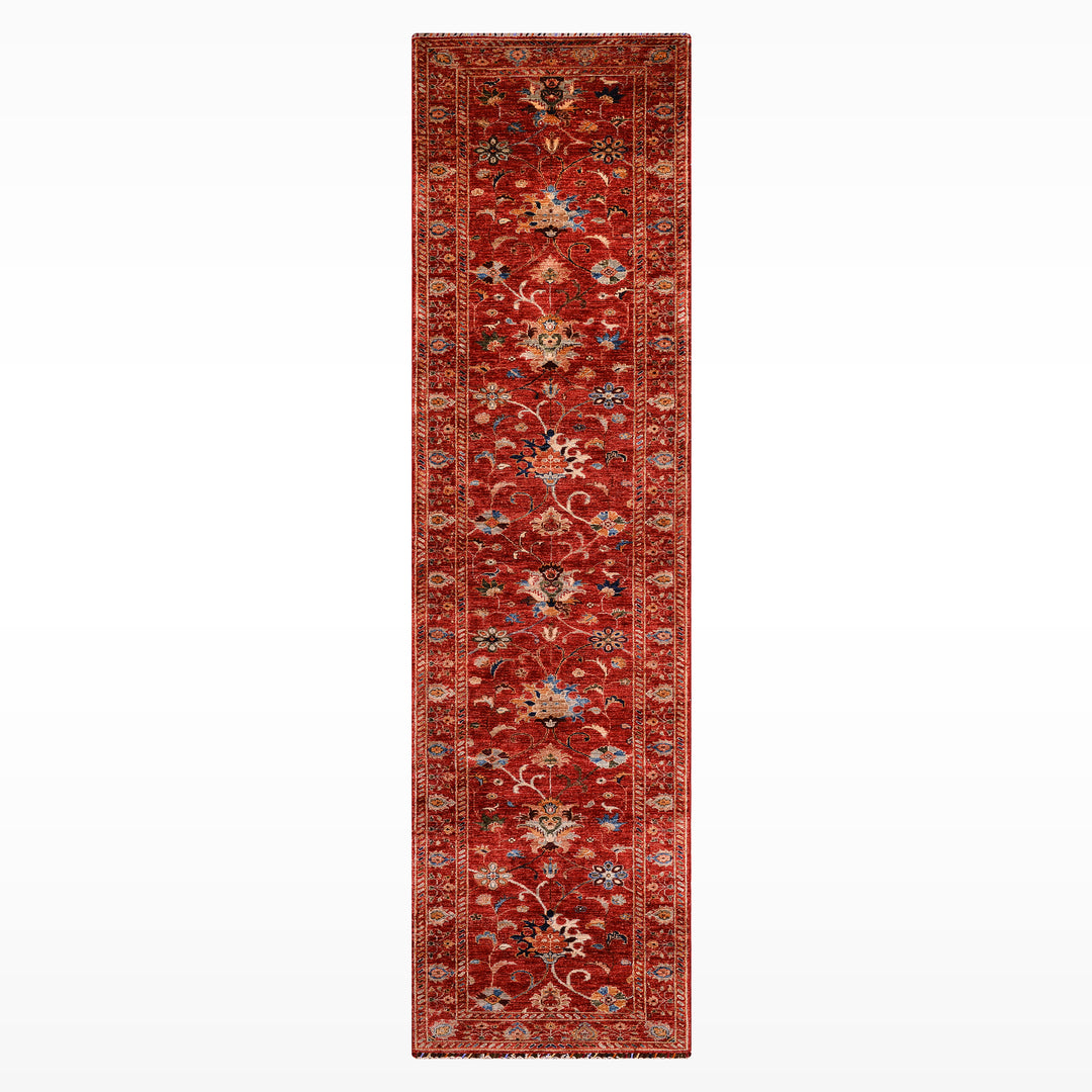 Sultani Binbirgece Uzun Yolluk Orijinal El Dokuması Kırmızı Kök Boya Yün Halı 0.78x417 3.25 Metrekare - 3x13 ft