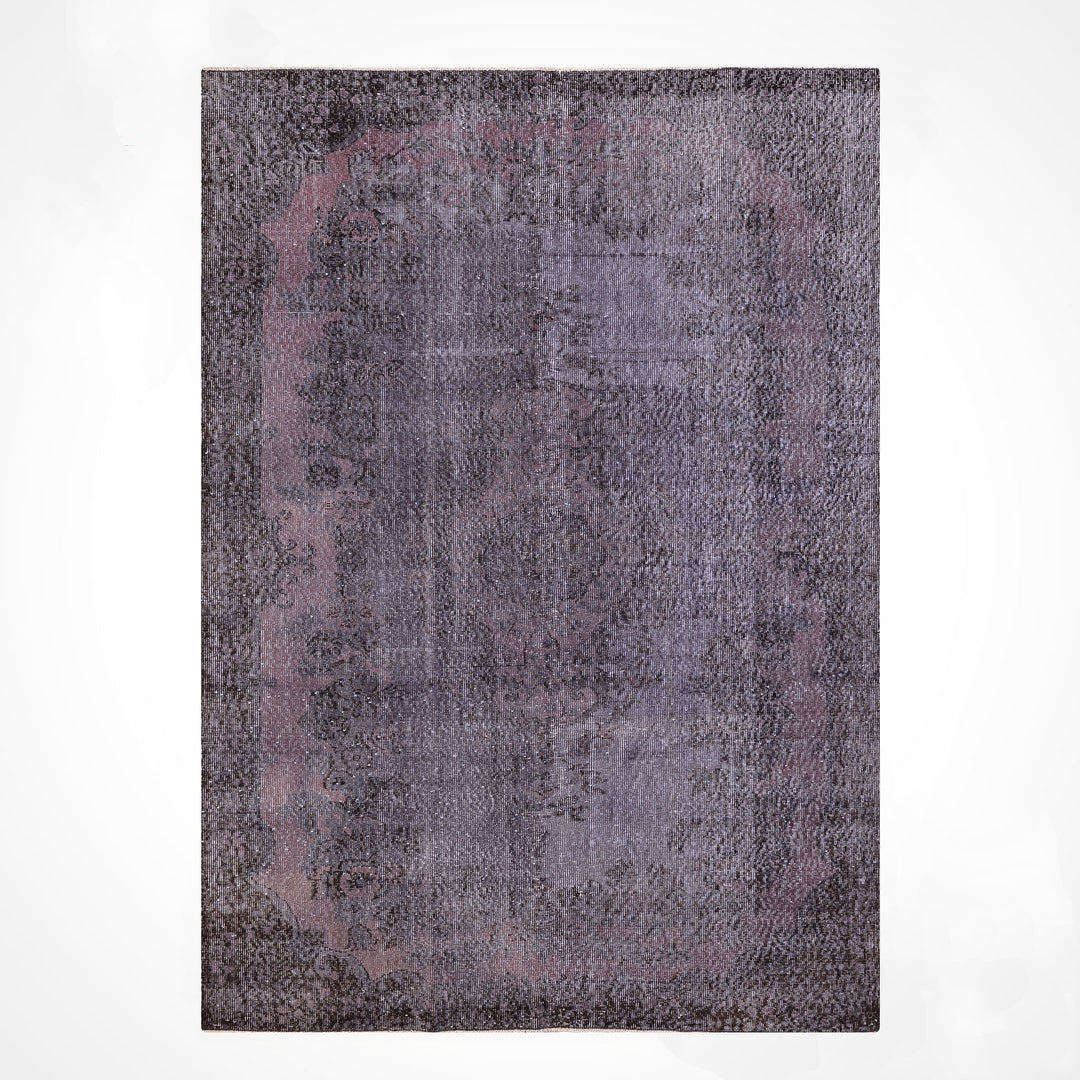 Orijinal Vintage Mor Gri Kök Boya Yün El Dokuma Halı 177x293 5.19 Metrekare - 6x8 ft