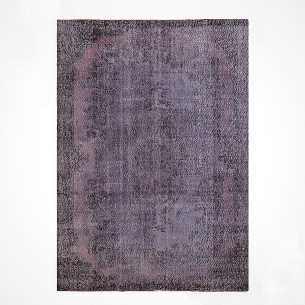 Orijinal Vintage Mor Gri Kök Boya Yün El Dokuma Halı 177x293 5.19 Metrekare - 6x8 ft
