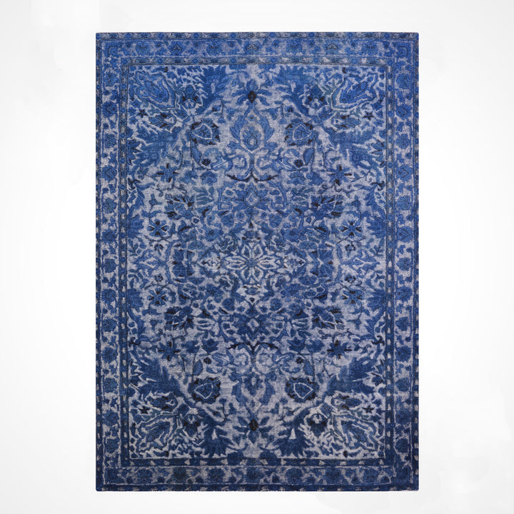 Orijinal Vintage Kabartmalı Mavi Kök Boya Yün El Dokuma Halı 175x288 5.04 Metrekare - 6x8 ft