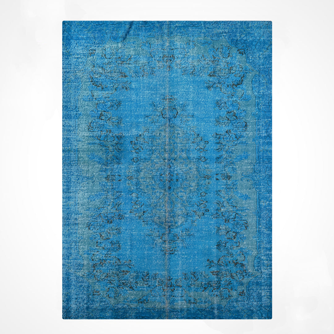 Orijinal Vintage Turkuaz Kök Boya Yün El Dokuma Halı 196x295 5.78 Metrekare - 6x8 ft