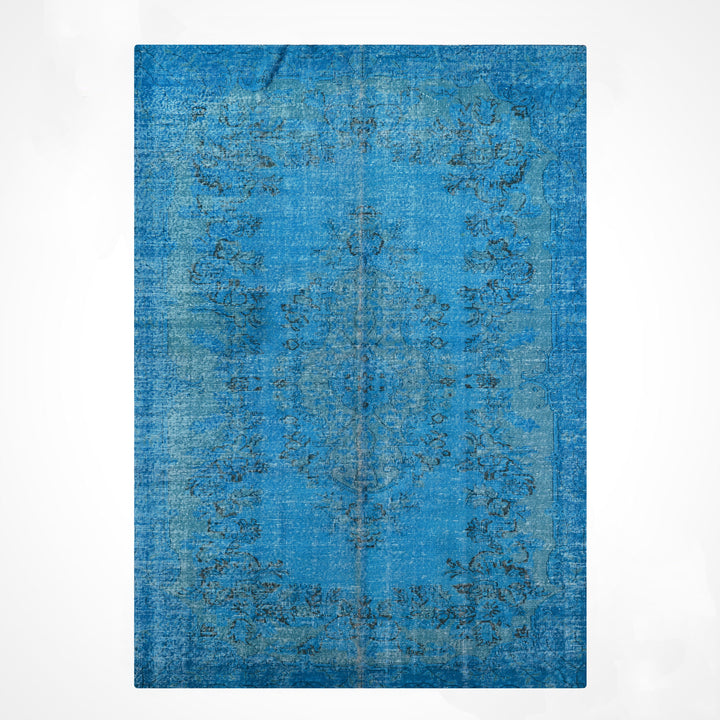 Orijinal Vintage Turkuaz Kök Boya Yün El Dokuma Halı 196x295 5.78 Metrekare - 6x8 ft