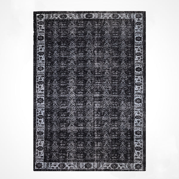 Orijinal Vintage Siyah Kök Boya Yün El Dokuma Halı 166x290 4.31 Metrekare - 7x10 ft