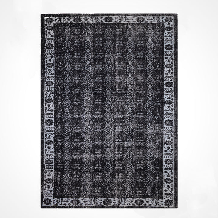 Orijinal Vintage Siyah Kök Boya Yün El Dokuma Halı 166x290 4.31 Metrekare - 7x10 ft