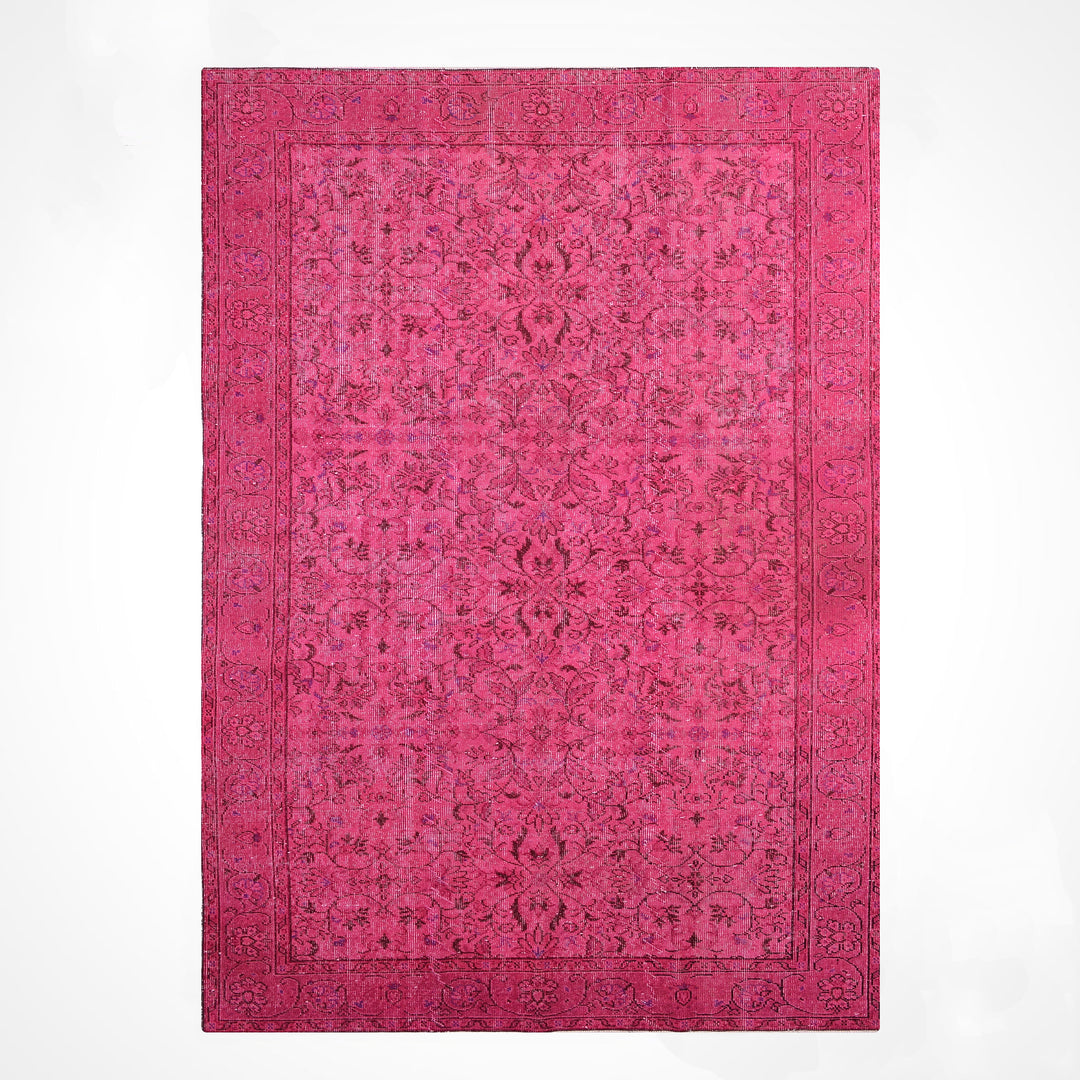 Orijinal Vintage Pembe Kök Boya Yün El Dokuma Halı 167x283 4.72 Metrekare - 6x8 ft