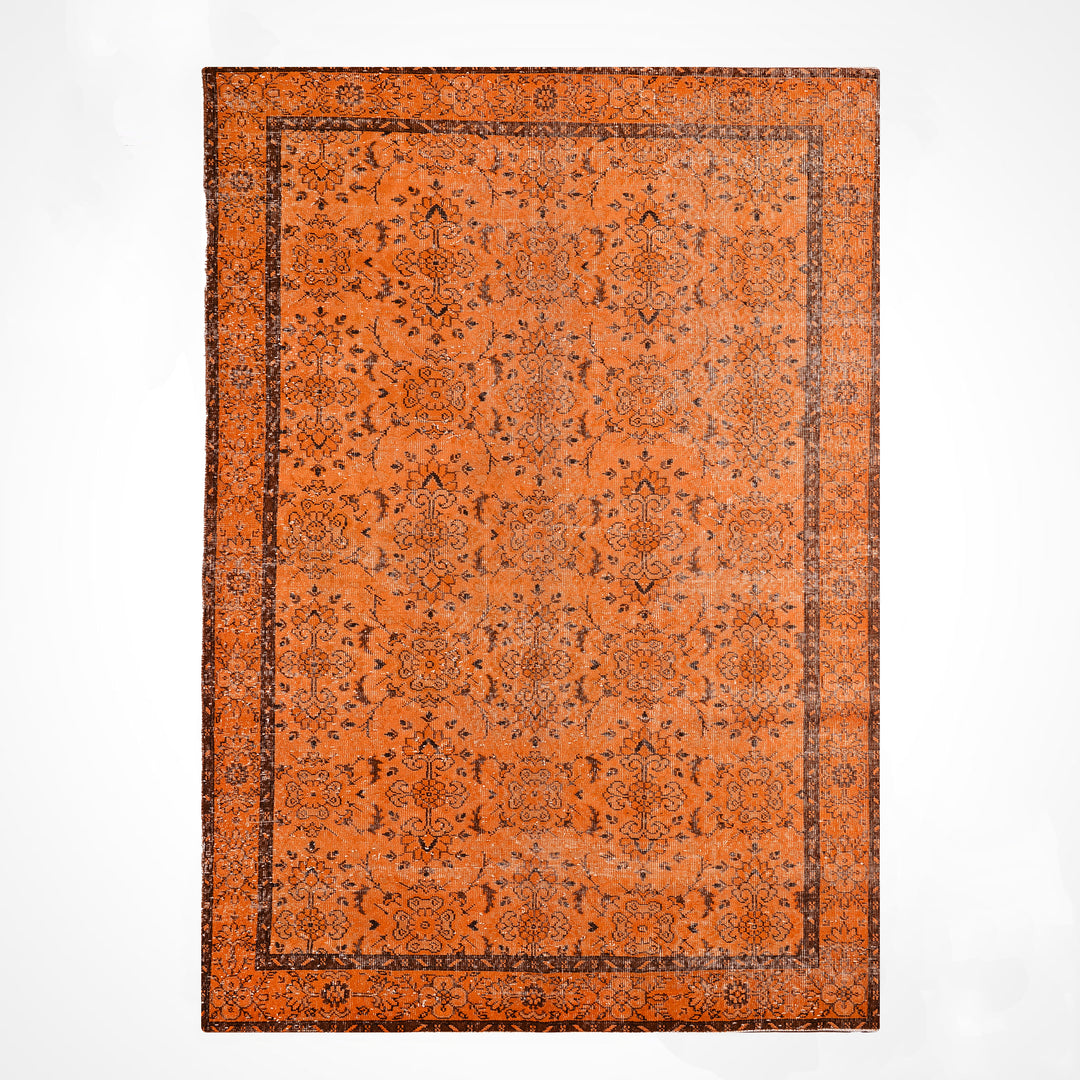 Orijinal Vintage Turuncu Kök Boya Yün El Dokuma Halı 192x290 5.57 Metrekare - 6x8 ft