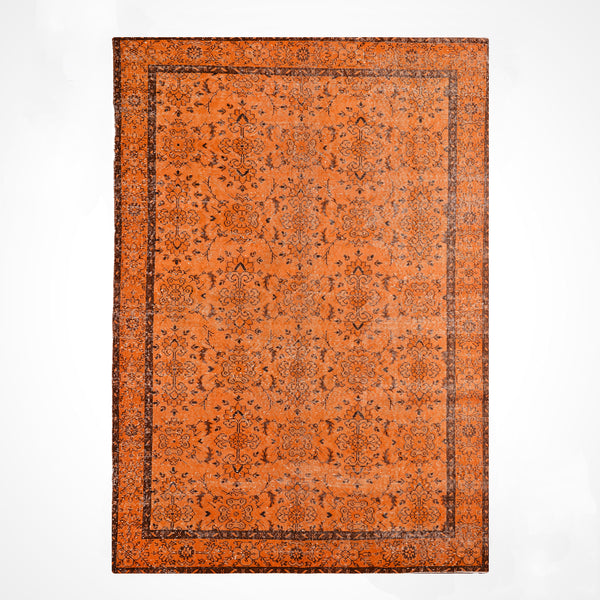Orijinal Vintage Turuncu Kök Boya Yün El Dokuma Halı 192x290 5.57 Metrekare - 6x8 ft