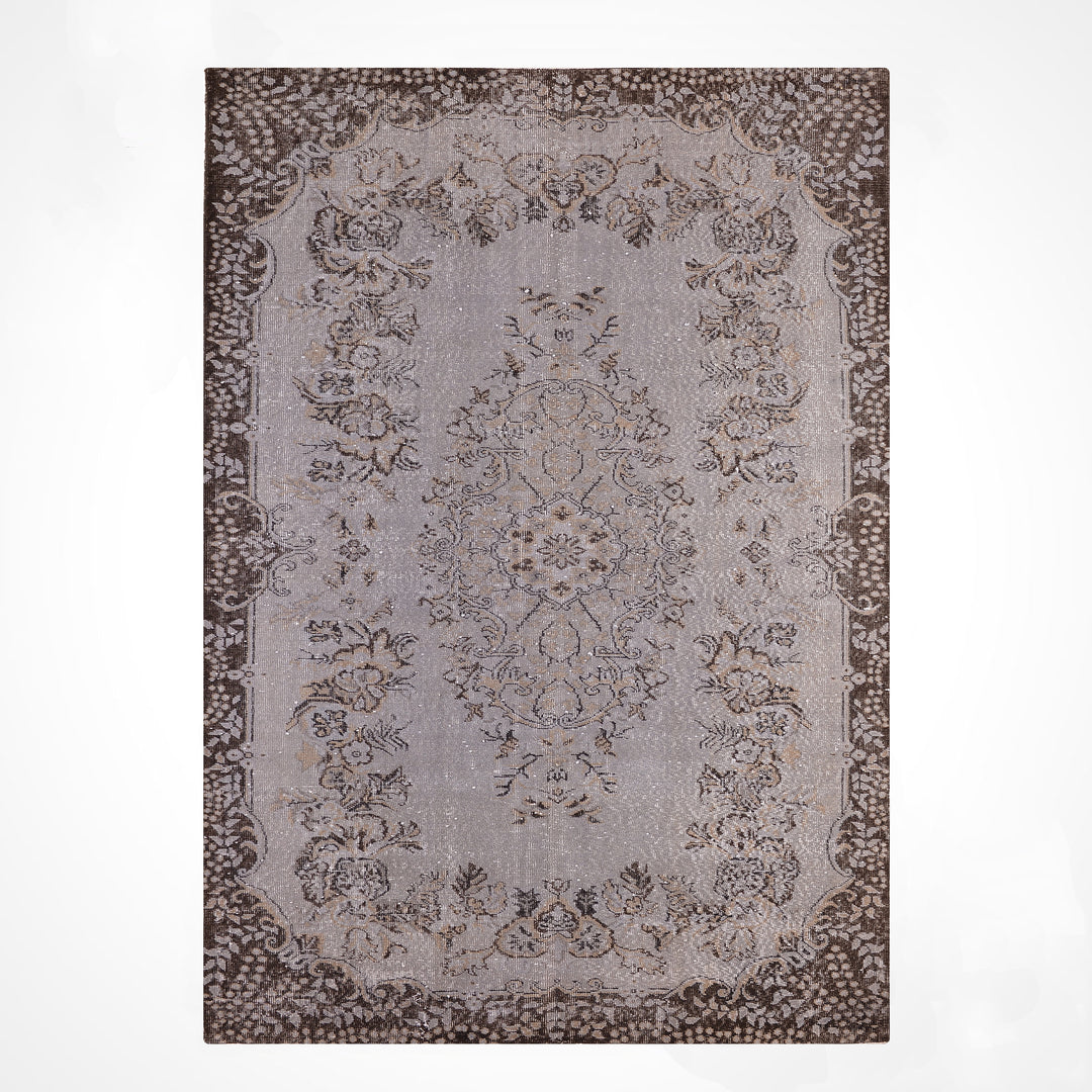 Orijinal Vintage Gri Kök Boya Yün El Dokuma Halı 172x300 5.16 Metrekare - 7x10 ft