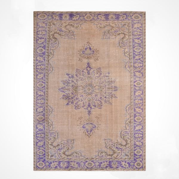Orijinal Vintage Bej Kök Boya Yün El Dokuma Halı 184x275 5.06 Metrekare - 7x10 ft