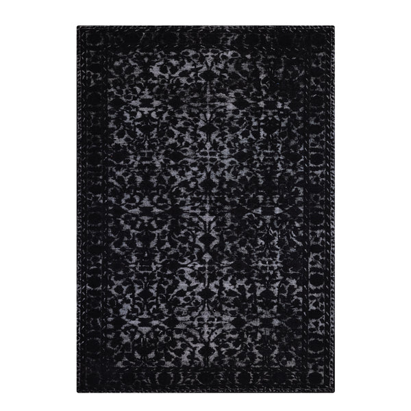 Orijinal Vintage Siyah Kabartmalı Kök Boya Yün El Dokuma Halı 172x295 5.07 Metrekare - 7x10 ft