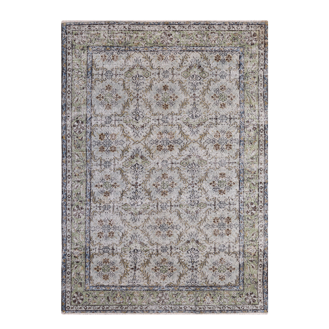 Orijinal Vintage Gri Kök Boya Yün El Dokuma Halı 174x282 4.91 Metrekare - 7x10 ft