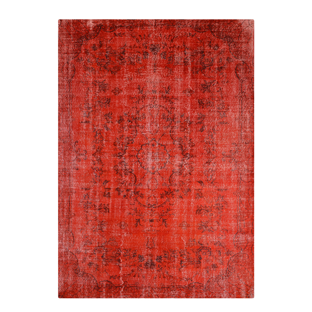 Orijinal Vintage Kırmızı Kök Boya Yün El Dokuma Halı 203x299 6.07 Metrekare - 7x10 ft