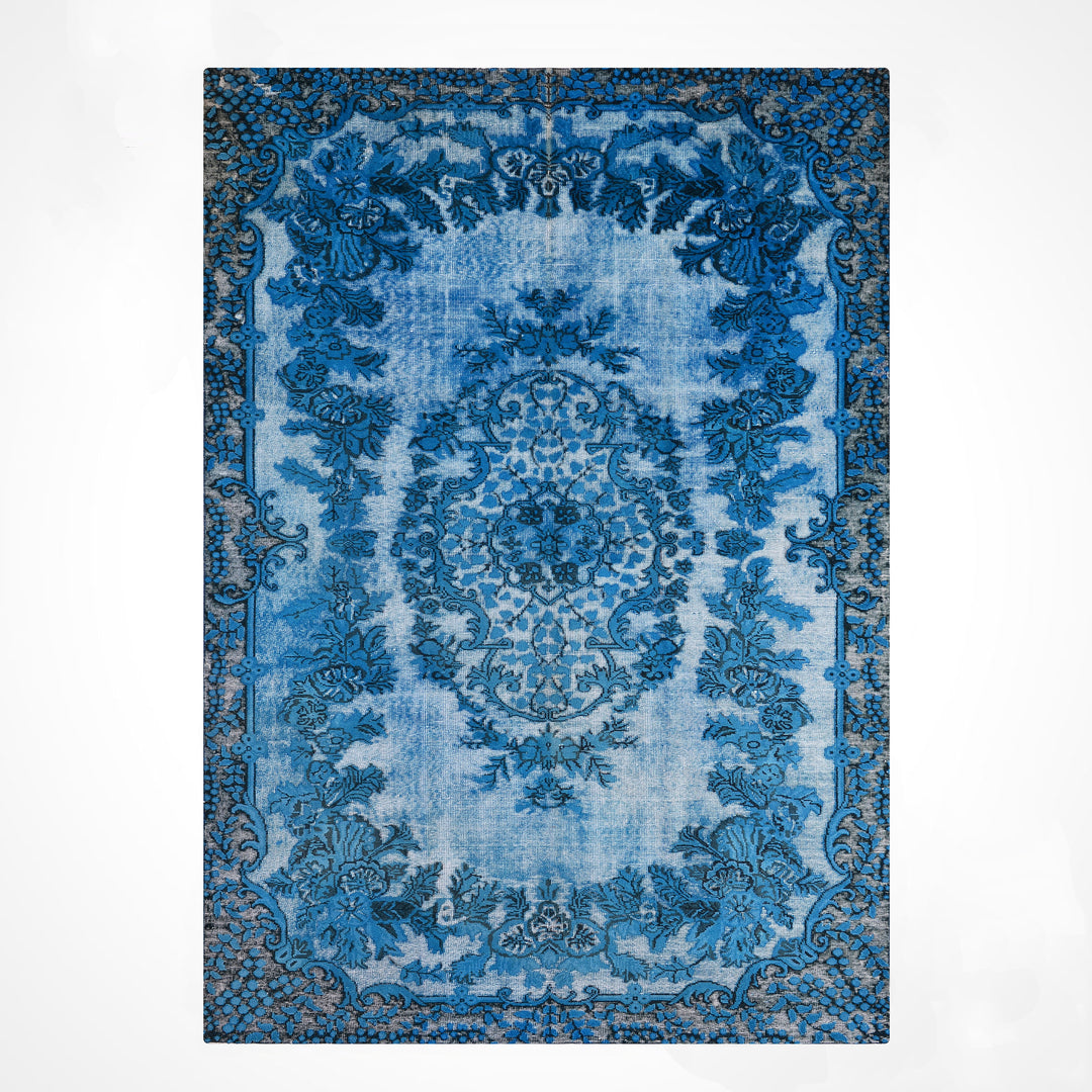 Orijinal Vintage Turkuaz Kök Boya Yün El Dokuma Halı 203x308 6.25 Metrekare - 7x10 ft