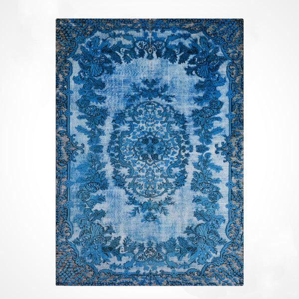 Orijinal Vintage Turkuaz Kök Boya Yün El Dokuma Halı 203x308 6.25 Metrekare - 7x10 ft