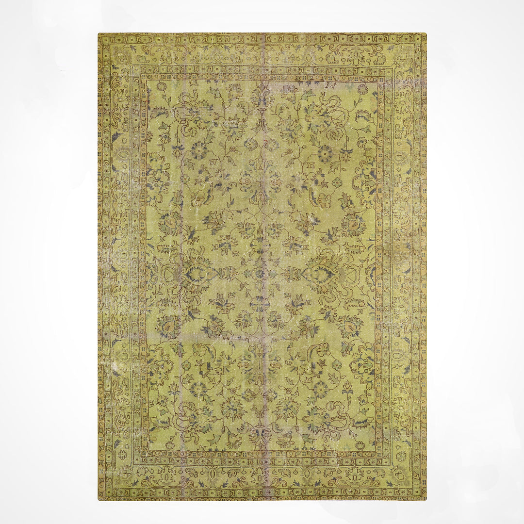 Orijinal Vintage Yeşil Kök Boya Yün El Dokuma Halı 202x305 6.16 Metrekare - 7x10 ft