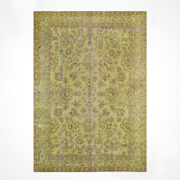 Orijinal Vintage Yeşil Kök Boya Yün El Dokuma Halı 202x305 6.16 Metrekare - 7x10 ft