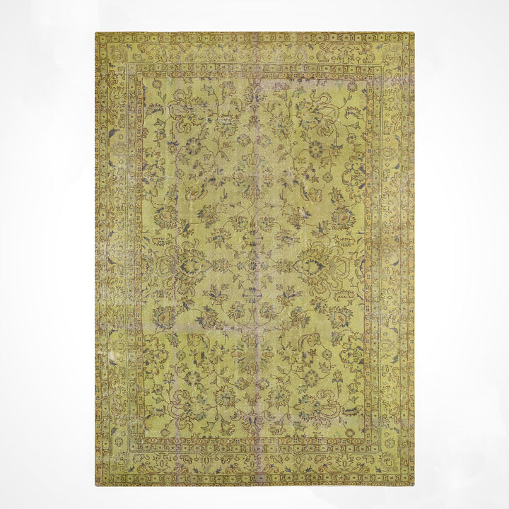 Orijinal Vintage Yeşil Kök Boya Yün El Dokuma Halı 202x305 6.16 Metrekare - 7x10 ft