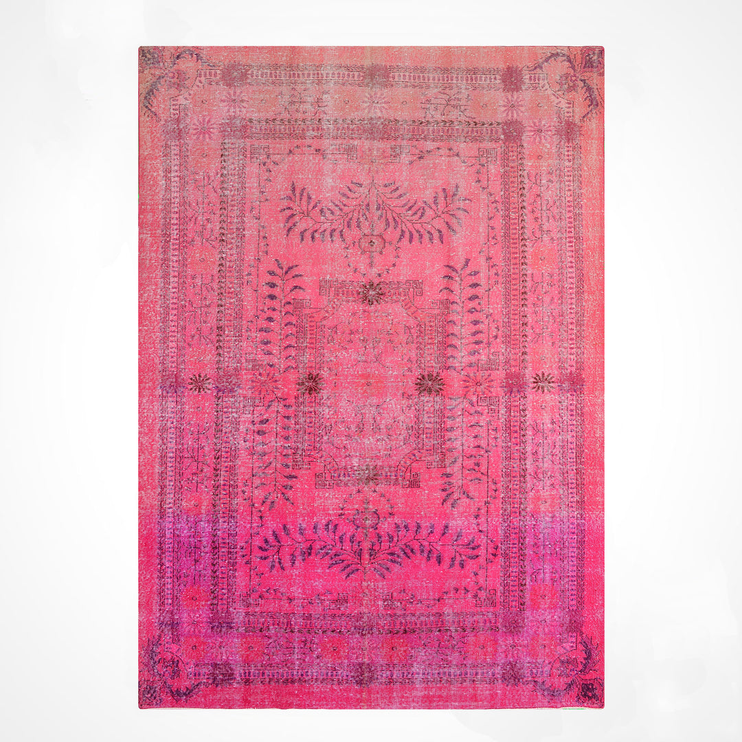 Orijinal Vintage Fuşya Kök Boya Yün El Dokuma Halı 217x290 6.29 Metrekare - 7x10 ft